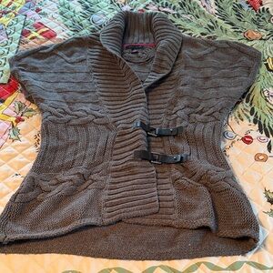 Tommy Hilfiger Brown Knit Cardigan with Buckle Accents